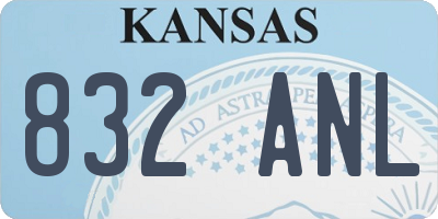 KS license plate 832ANL