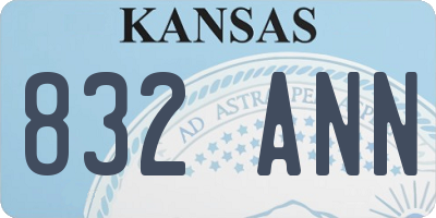 KS license plate 832ANN