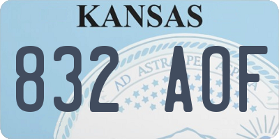 KS license plate 832AOF