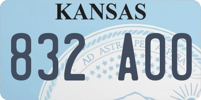 KS license plate 832AOO