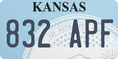 KS license plate 832APF