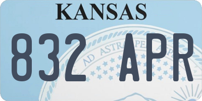KS license plate 832APR