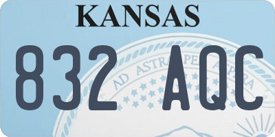 KS license plate 832AQC