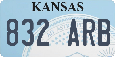 KS license plate 832ARB