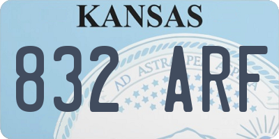KS license plate 832ARF