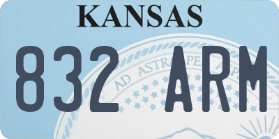 KS license plate 832ARM