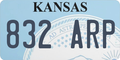 KS license plate 832ARP