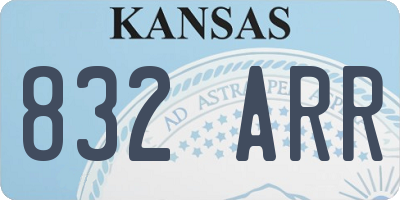 KS license plate 832ARR