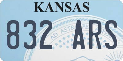 KS license plate 832ARS