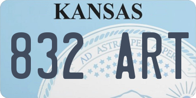 KS license plate 832ART