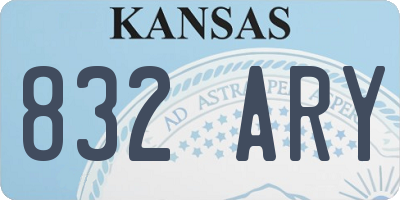 KS license plate 832ARY
