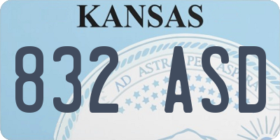 KS license plate 832ASD