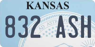 KS license plate 832ASH