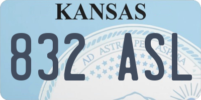 KS license plate 832ASL
