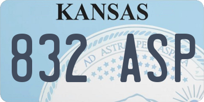 KS license plate 832ASP