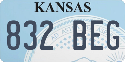 KS license plate 832BEG