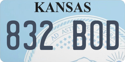 KS license plate 832BOD