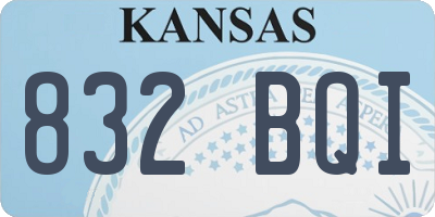 KS license plate 832BQI