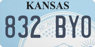 KS license plate 832BYO