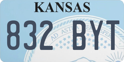 KS license plate 832BYT