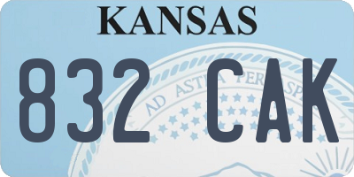 KS license plate 832CAK