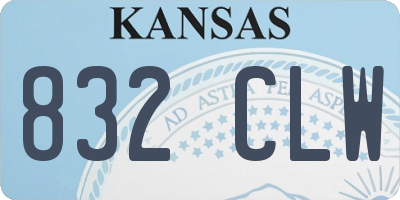 KS license plate 832CLW