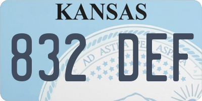 KS license plate 832DEF