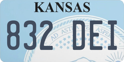 KS license plate 832DEI