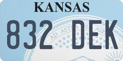 KS license plate 832DEK