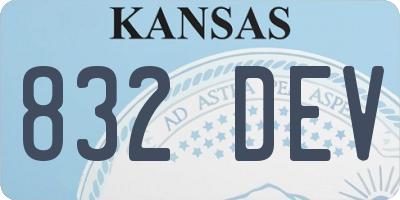 KS license plate 832DEV