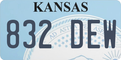 KS license plate 832DEW