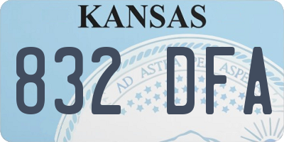KS license plate 832DFA