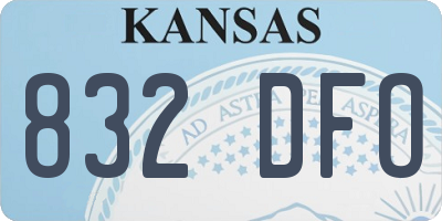 KS license plate 832DFO