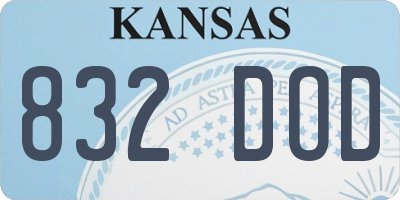 KS license plate 832DOD