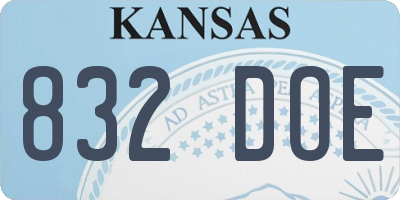 KS license plate 832DOE
