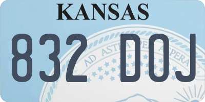 KS license plate 832DOJ