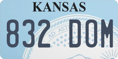 KS license plate 832DOM