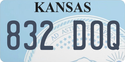 KS license plate 832DOQ