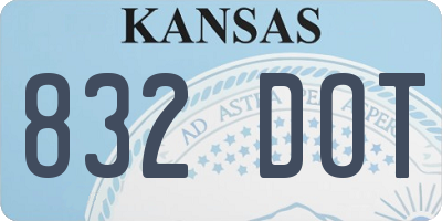 KS license plate 832DOT