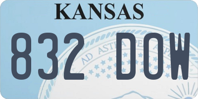 KS license plate 832DOW
