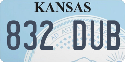 KS license plate 832DUB