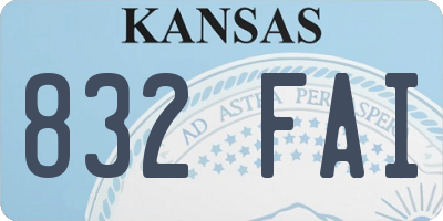 KS license plate 832FAI