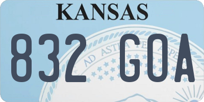KS license plate 832GOA
