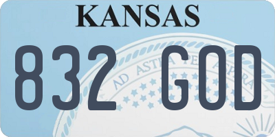 KS license plate 832GOD