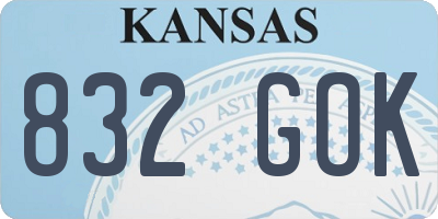 KS license plate 832GOK
