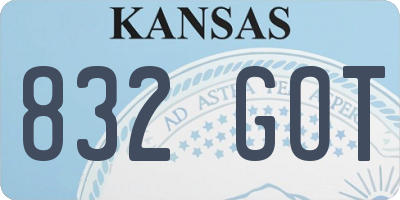 KS license plate 832GOT