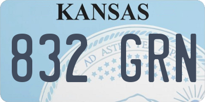KS license plate 832GRN