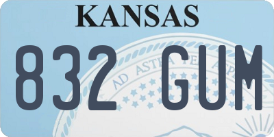 KS license plate 832GUM