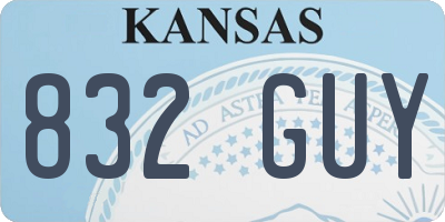 KS license plate 832GUY