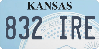 KS license plate 832IRE